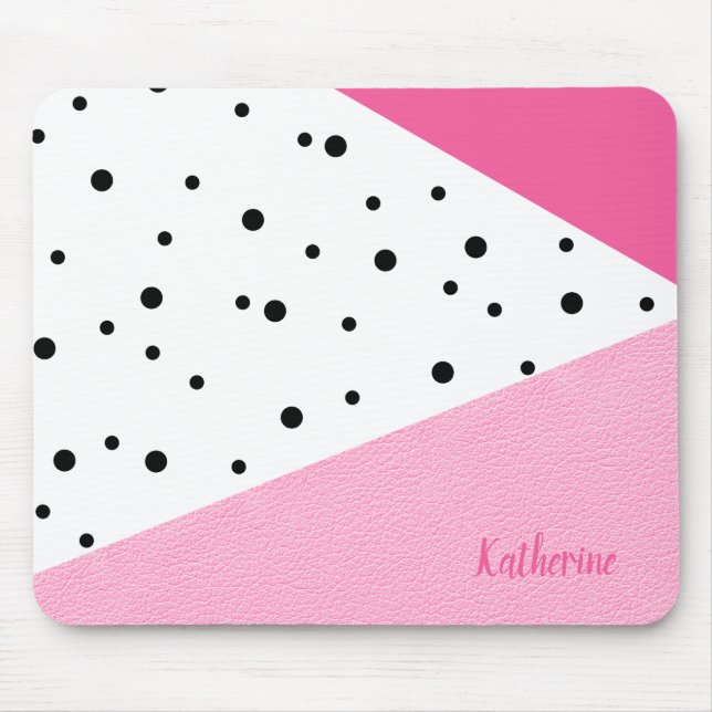 Elegante moderne geometrisch rosa Ledernuancen Mousepad (Vorne)