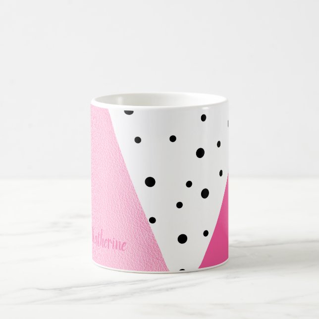 Elegante moderne geometrisch rosa Ledernuancen Tasse (Mittel)