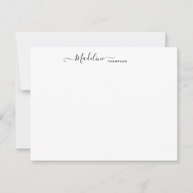 Elegante moderne Girly Script Center Black Note Ca Mitteilungskarte (Vorderseite)