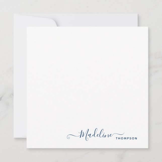 Elegante moderne Girly Script Navy Blue Note Card Mitteilungskarte (Vorderseite)