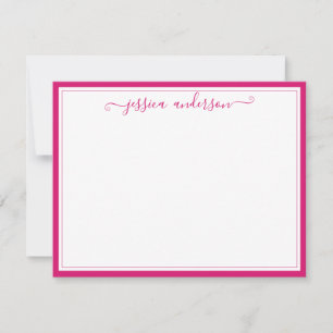 Elegante Moderne Girly Trendy Magenta Pink Script Mitteilungskarte