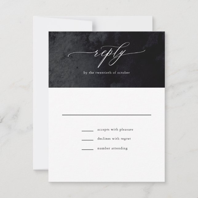 Elegante moderne Glam Black Goth Wedding RSVP Card Karte (Vorderseite)