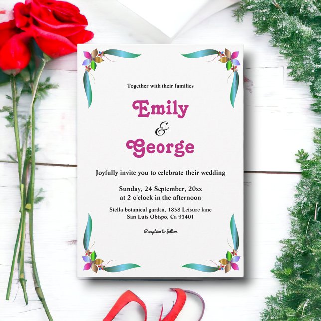 Elegante Moderne Glam Summer Floral Wedding Einladung (Von Creator hochgeladen)