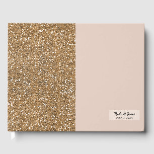 Elegante Moderne Glitzer Rose Goldenes Blush Glam  Gästebuch