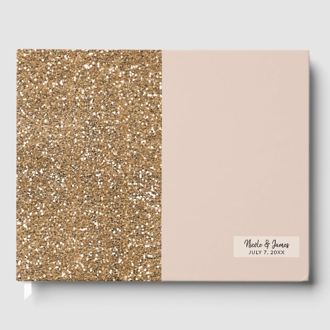 Elegante Moderne Glitzer Rose Goldenes Blush Glam  Gästebuch (Vorderseite)