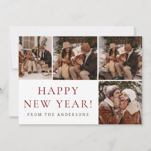 Elegante moderne, glückliche Neujahrsfamilie 4 Fot Feiertagskarte