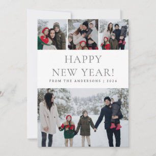 Elegante Moderne glückliche Neujahrsfamilie 4 Foto Feiertagskarte