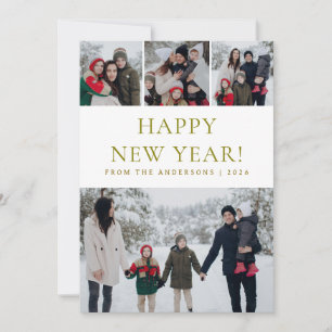 Elegante Moderne glückliche Neujahrsfamilie 4 Foto Feiertagskarte