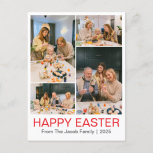 Elegante Moderne glückliche Osterfamilie Vier Foto Feiertagspostkarte