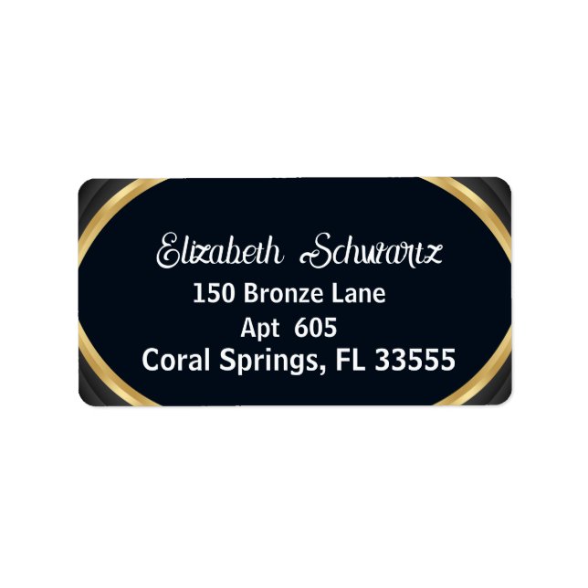 Elegante moderne Gold Black and White Calligraphy  Adressaufkleber (Vorne)