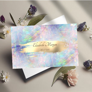 Elegante Moderne, Gold Brush Stroke Opal Visitenkarte