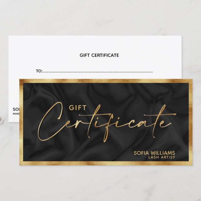 Elegante, moderne Gold Certificate Gift Card (Vorne/Hinten)