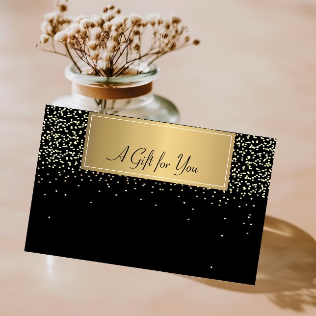 Elegante Moderne, Gold Confetti Black Rabattkarte (Von Creator hochgeladen)