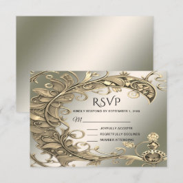 Elegante moderne Gold Decorative RSVP Card Karte
