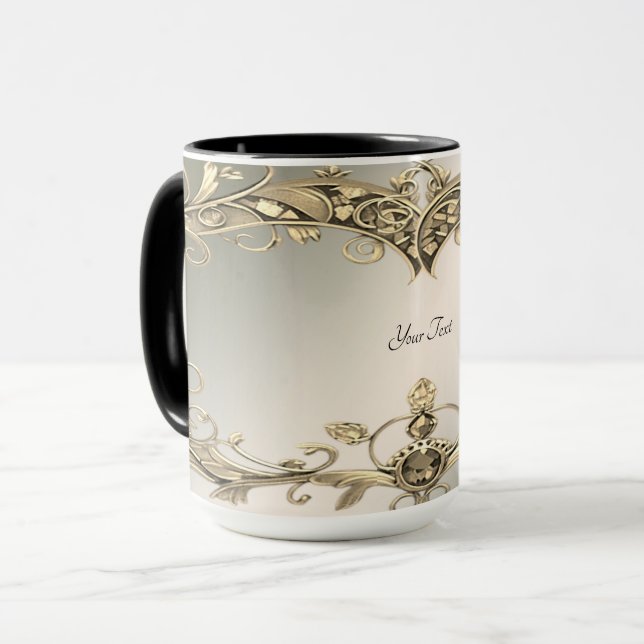 Elegante Moderne Gold dekorative Tasse (Vorderseite Links)
