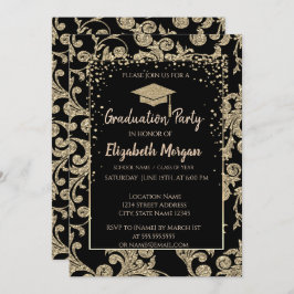 Elegante moderne Gold Glitzer Graduation Cap,Wirbe Einladung