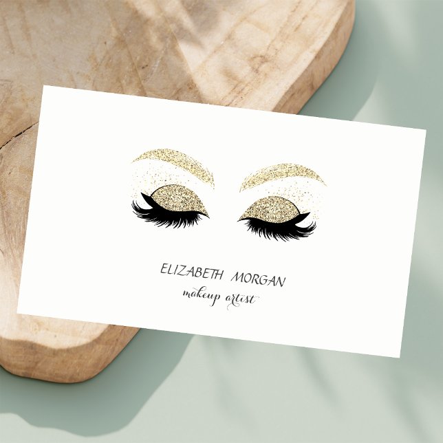 Elegante Moderne,Gold Glitzer Lashes,Makeup artist Visitenkarte (Von Creator hochgeladen)