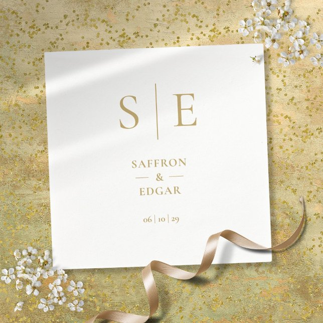 Elegante Moderne Gold Monogram Wedding Serviette (Elegant Modern Gold Monogram Wedding Napkins)
