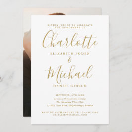Elegante, moderne Gold Script Foto Engagement Part Einladung