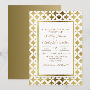 Elegante, moderne Gold- und White-Wedding-Einladun Einladung