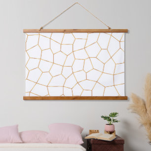 Elegante moderne Gold-Weiß-Buntglas-Kollektion Wandteppich Mit Holzrahmen
