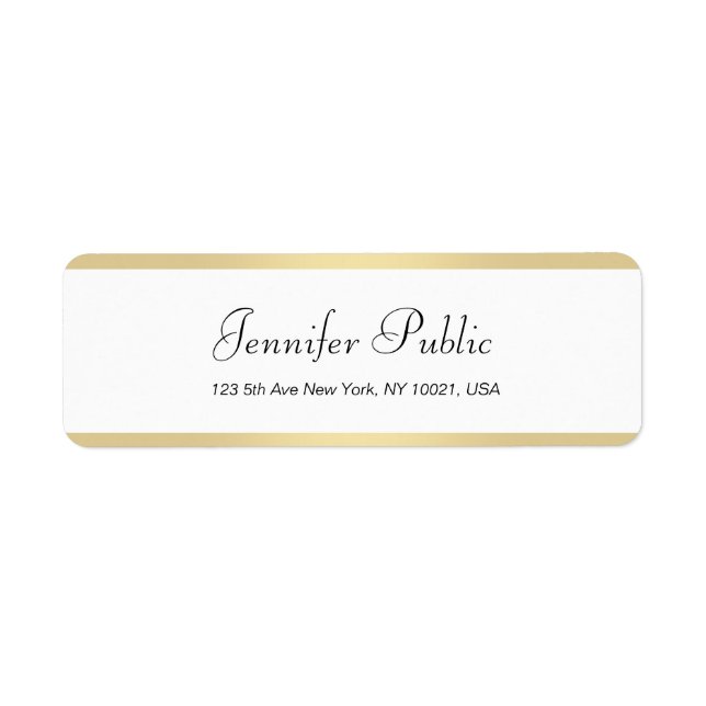 Elegante moderne Gold White Chic Handschrift Einfa (Vorne)