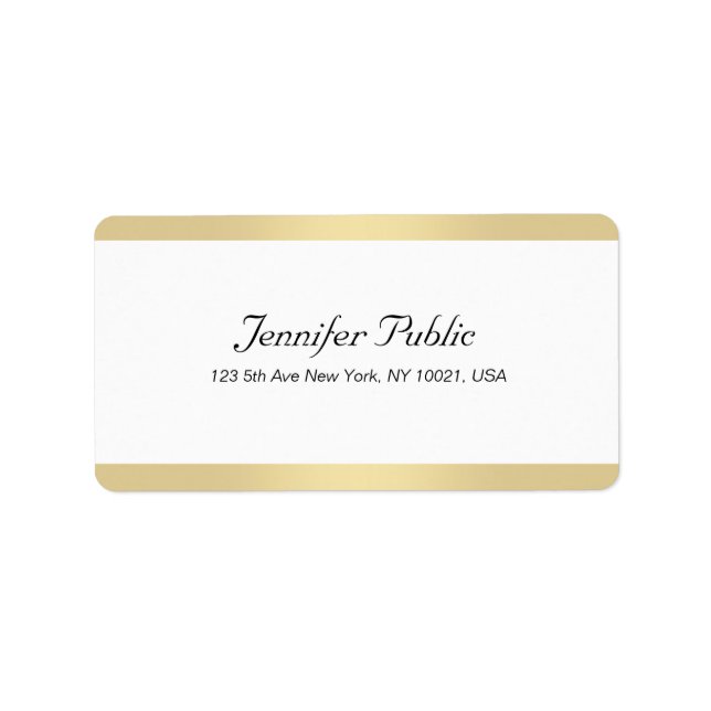 Elegante moderne Gold White Chic Handschrift Einfa Adressaufkleber (Vorne)
