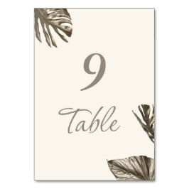 Elegante Moderne goldene Botanische Hochzeit Tischnummer