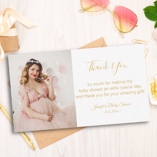 elegante moderne goldene Danke-Babyshower-Foto Mitteilungskarte