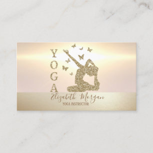 Elegante moderne goldene Glitter-Yogalehrerin für Visitenkarte