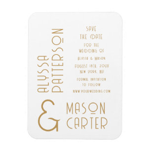 Elegante moderne goldene Hochzeit - Heiratsdatum m Magnet