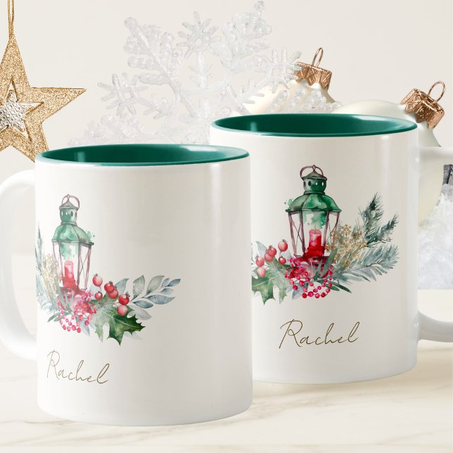 Elegante Moderne Goldene Snowflake Watercolor Zweifarbige Tasse (Von Creator hochgeladen)