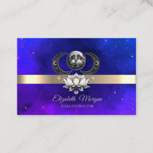 Elegante moderne goldene Streifen-Lotos-Mond Visitenkarte