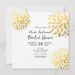 Elegante moderne Goldfolien-Blumenweiße Einladung