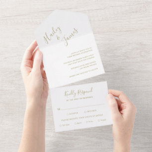 Elegante moderne Goldhochzeit All In One Einladung