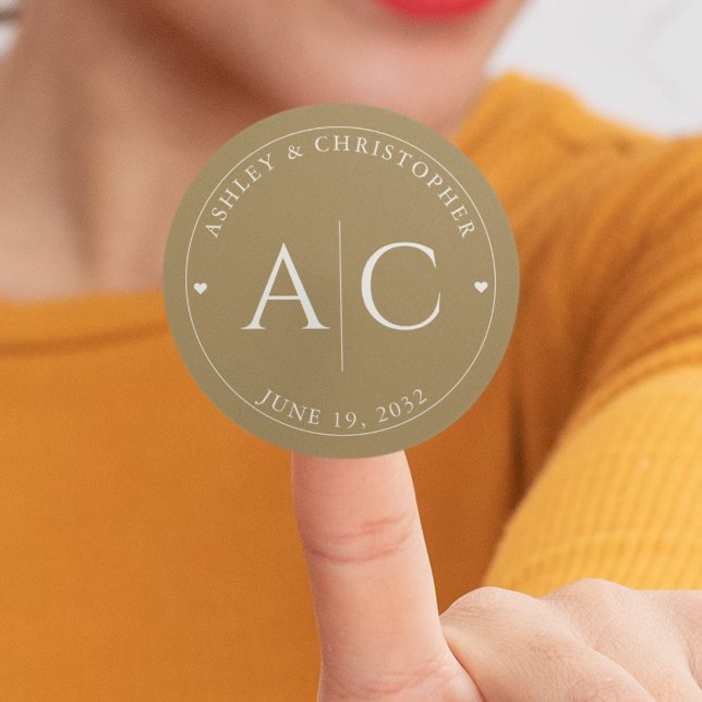 Elegante Moderne Goldhochzeit Runder Aufkleber (Von Creator hochgeladen)