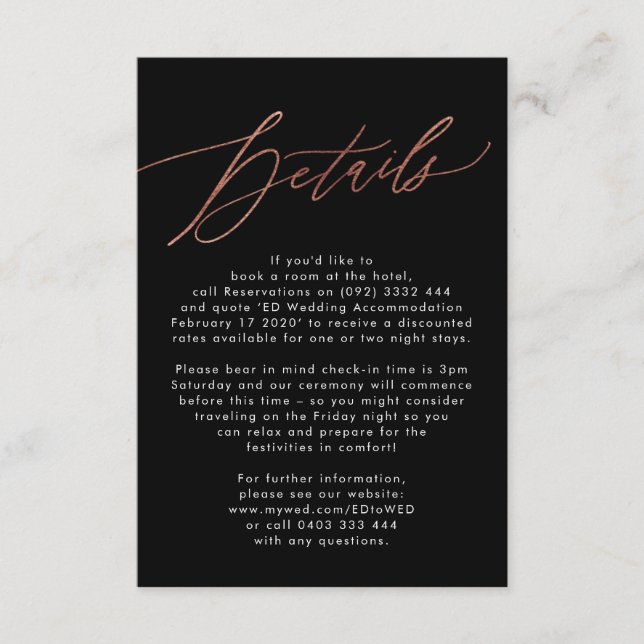 Elegante, moderne Goldkalligrafie RSVP Karte (Vorderseite)