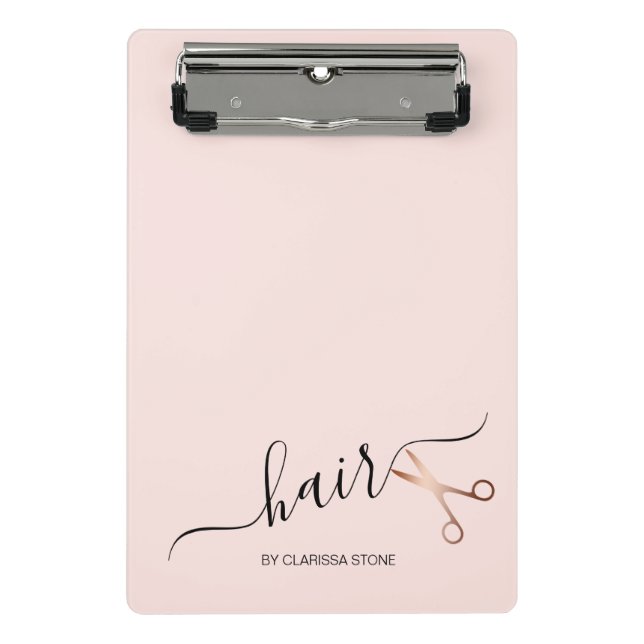 Elegante, moderne Goldschere der Rose Mini Klemmbrett (Vorderseite)