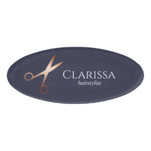 Elegante, moderne Goldschere der Rose Namenschild