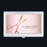 Elegante, moderne Goldschere der Rose Visitenkarten Dose<br><div class="desc">Modernes und elegantes Design für Friseursalons mit Imitate Rose Goldschere und elegantem Kalligraphie-Schriftart.</div>