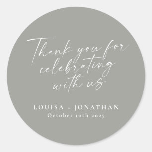 Elegante moderne Gray Trendy Script Custom Vielen  Runder Aufkleber
