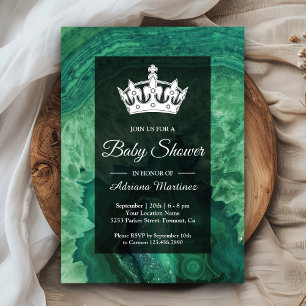 Elegante moderne Green Agate Baby Dusche Einladung