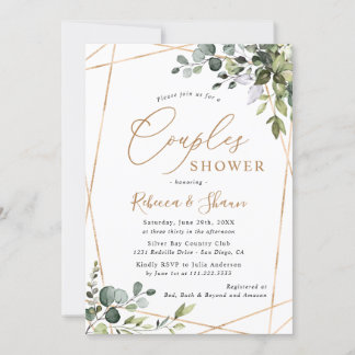 Elegante Moderne Grüne Gold Paare Dusche Einladung