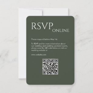 Elegante moderne grüne Hochzeit RSVP Karte