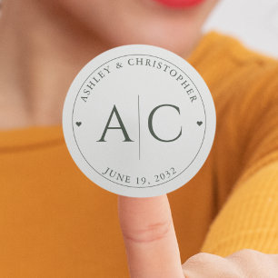 Elegante moderne grüne Hochzeit Runder Aufkleber