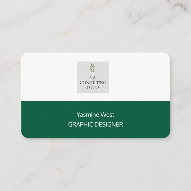 Elegante moderne grüne Visitenkarte (Vorderseite)