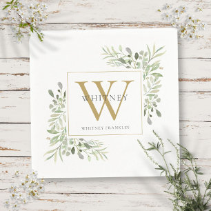 Elegante moderne Grüntöne-Servietten mit goldenem Serviette