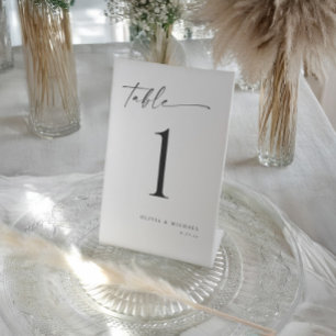 Elegante moderne handgeschriebene Hochzeitstischnu Sockelschild
