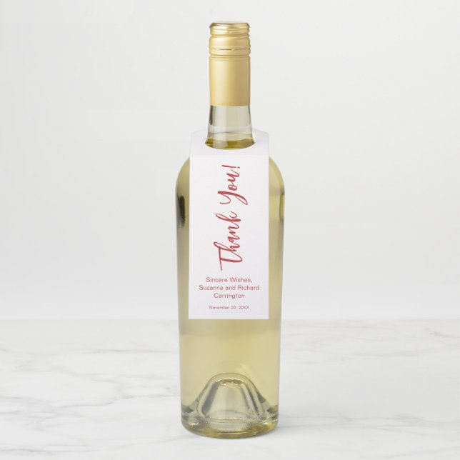 Elegante moderne, handgeschriebene Script Red Corp Flaschenanhänger (Auf Flasche)