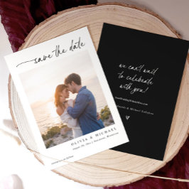 Elegante moderne Handschrift Hochzeit Schwarz und  Save The Date